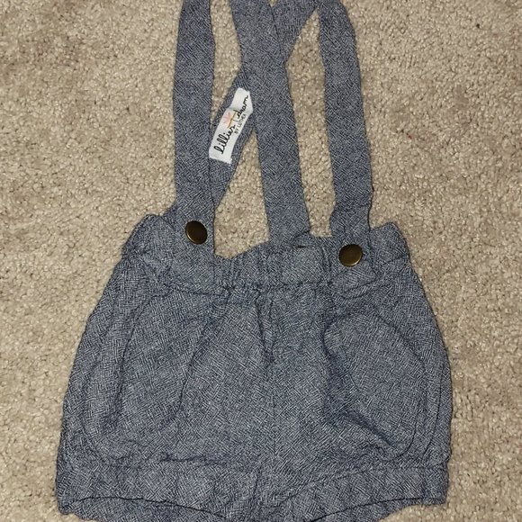 Chambray Blue Linen Suspender Shorts - Picture 7 of 10